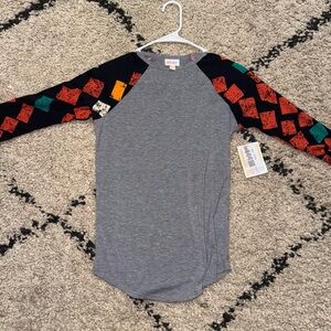 Gray and Multicolor LulaRoe Randy Style Shirt- NWT- Size XXS